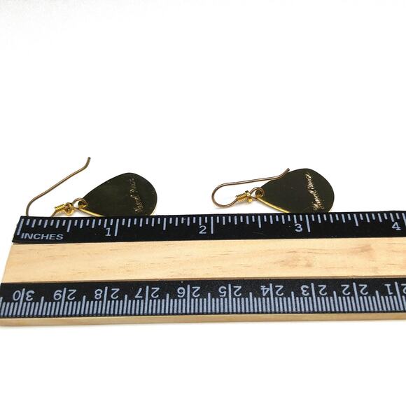 Vintage Laurel Burch Waterfall Earrings, Gold Plated, Beige & Gray Enamel - Picture 4 of 10